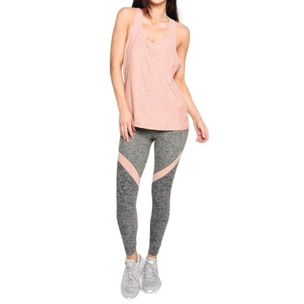 Beyond Yoga Tank Top Medium Double Up‎ Racer Tank Pink Heathered